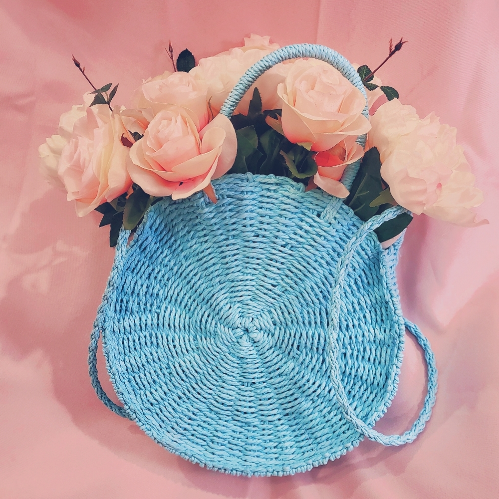 Baby Blue Circular Woven Bag